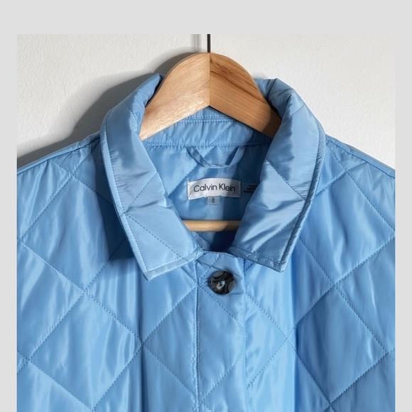 NWT Calvin Klein Barn Coat Quilted Jacket Powder Blue Button Front Unisex Large - Picture 3 of 11